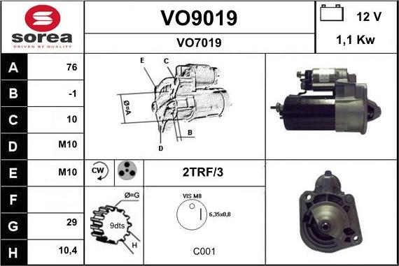 SNRA VO9019 - Motorino d'avviamento autozon.pro