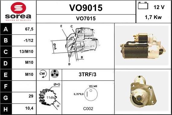 SNRA VO9015 - Motorino d'avviamento autozon.pro