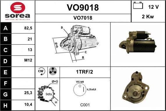 SNRA VO9018 - Motorino d'avviamento autozon.pro