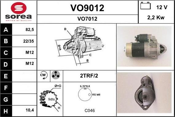 SNRA VO9012 - Motorino d'avviamento autozon.pro