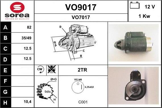 SNRA VO9017 - Motorino d'avviamento autozon.pro