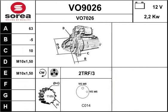 SNRA VO9026 - Motorino d'avviamento autozon.pro