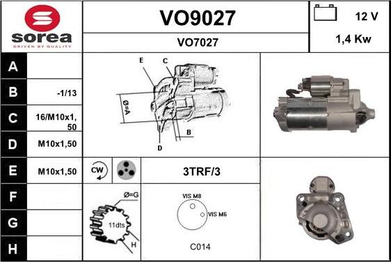 SNRA VO9027 - Motorino d'avviamento autozon.pro