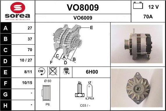 SNRA VO8009 - Alternatore autozon.pro