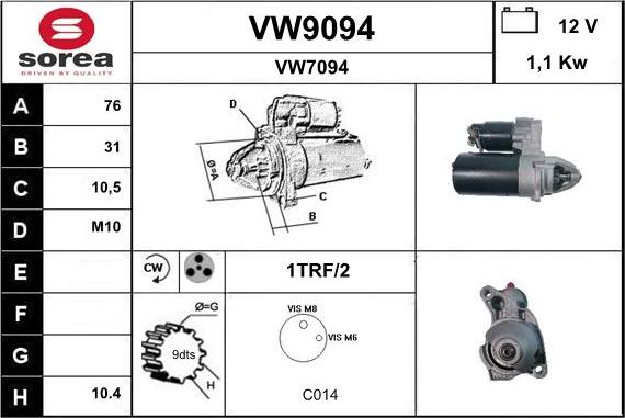 SNRA VW9094 - Motorino d'avviamento autozon.pro