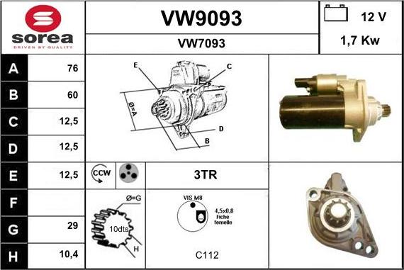 SNRA VW9093 - Motorino d'avviamento autozon.pro