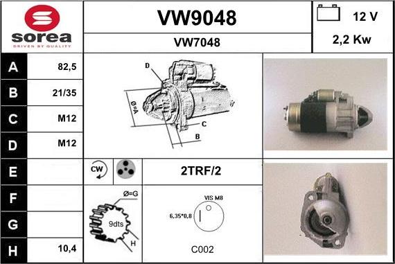 SNRA VW9048 - Motorino d'avviamento autozon.pro