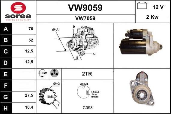 SNRA VW9059 - Motorino d'avviamento autozon.pro