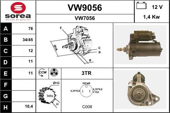 SNRA VW9056 - Motorino d'avviamento autozon.pro