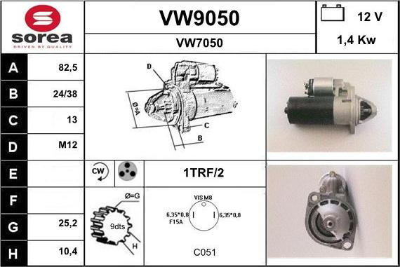 SNRA VW9050 - Motorino d'avviamento autozon.pro