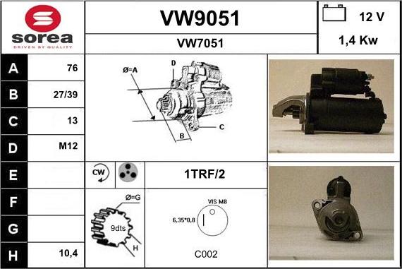 SNRA VW9051 - Motorino d'avviamento autozon.pro