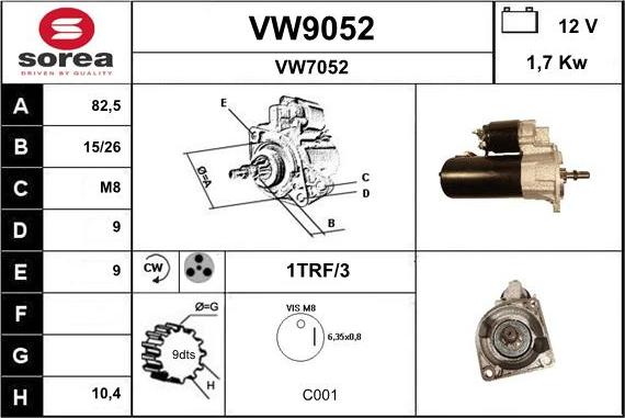 SNRA VW9052 - Motorino d'avviamento autozon.pro