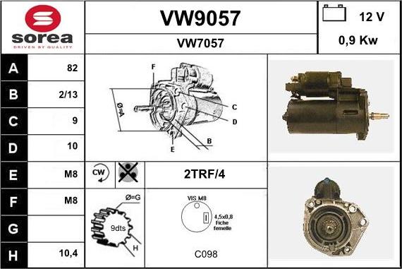 SNRA VW9057 - Motorino d'avviamento autozon.pro