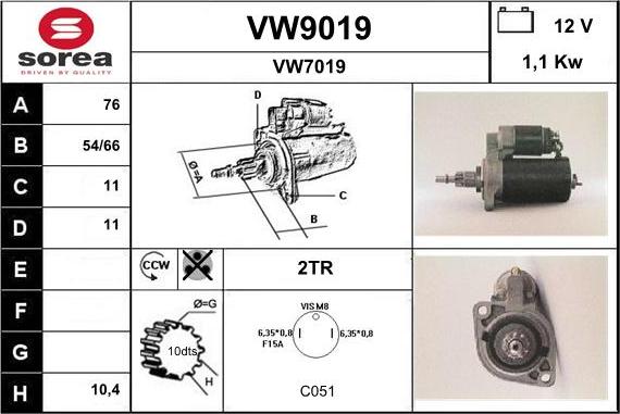 SNRA VW9019 - Motorino d'avviamento autozon.pro