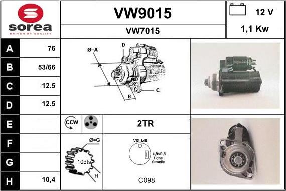 SNRA VW9015 - Motorino d'avviamento autozon.pro