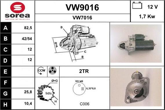 SNRA VW9016 - Motorino d'avviamento autozon.pro