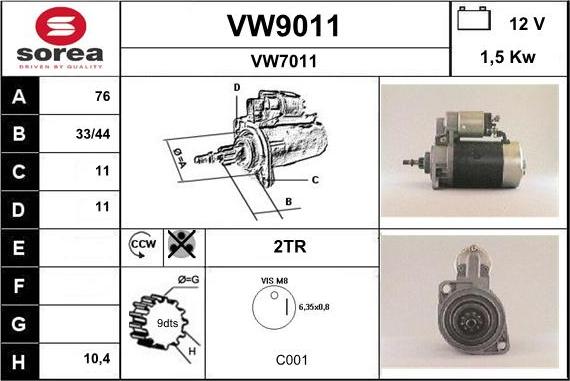 SNRA VW9011 - Motorino d'avviamento autozon.pro