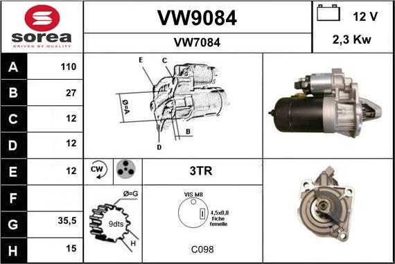 SNRA VW9084 - Motorino d'avviamento autozon.pro