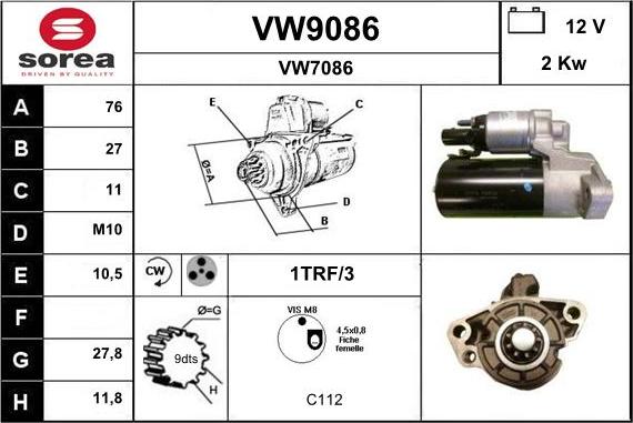 SNRA VW9086 - Motorino d'avviamento autozon.pro