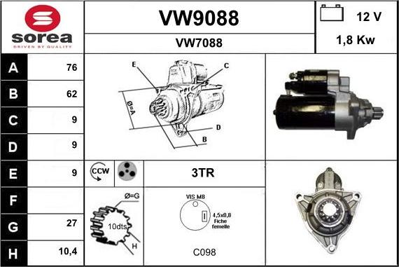 SNRA VW9088 - Motorino d'avviamento autozon.pro