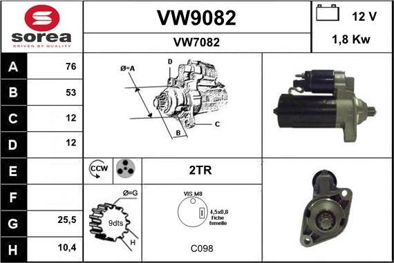 SNRA VW9082 - Motorino d'avviamento autozon.pro