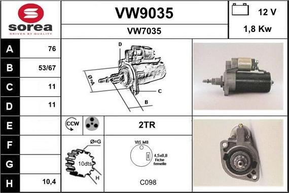 SNRA VW9035 - Motorino d'avviamento autozon.pro