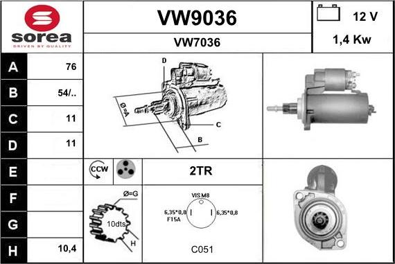 SNRA VW9036 - Motorino d'avviamento autozon.pro