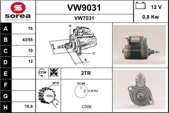 SNRA VW9031 - Motorino d'avviamento autozon.pro