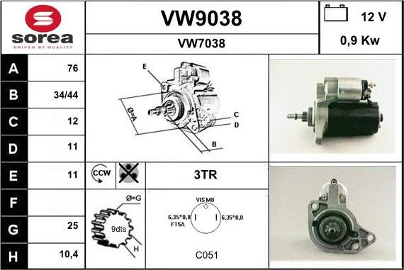 SNRA VW9038 - Motorino d'avviamento autozon.pro