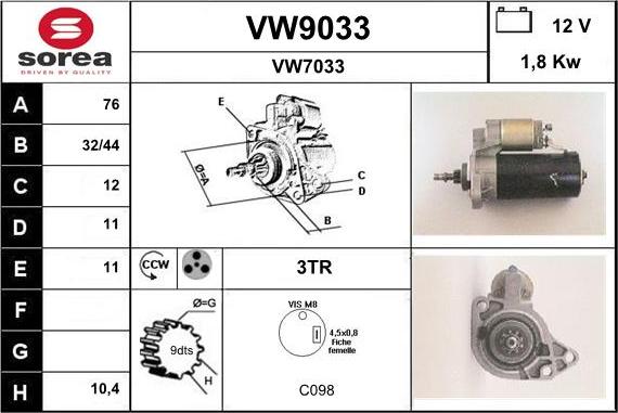 SNRA VW9033 - Motorino d'avviamento autozon.pro