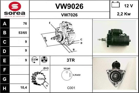 SNRA VW9026 - Motorino d'avviamento autozon.pro