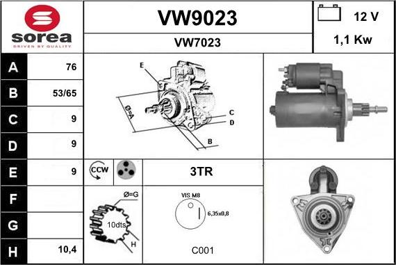 SNRA VW9023 - Motorino d'avviamento autozon.pro