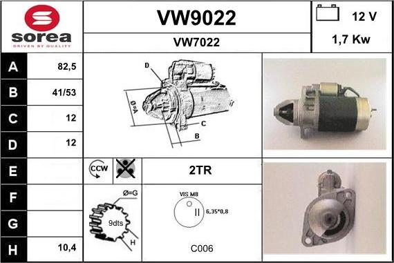 SNRA VW9022 - Motorino d'avviamento autozon.pro