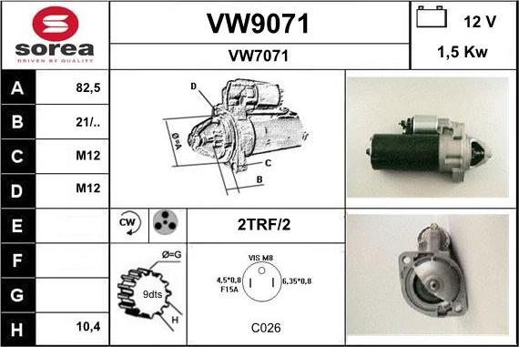 SNRA VW9071 - Motorino d'avviamento autozon.pro