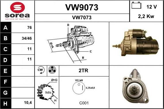 SNRA VW9073 - Motorino d'avviamento autozon.pro