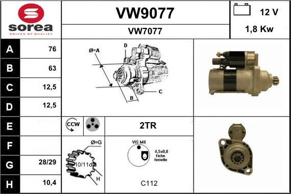 SNRA VW9077 - Motorino d'avviamento autozon.pro