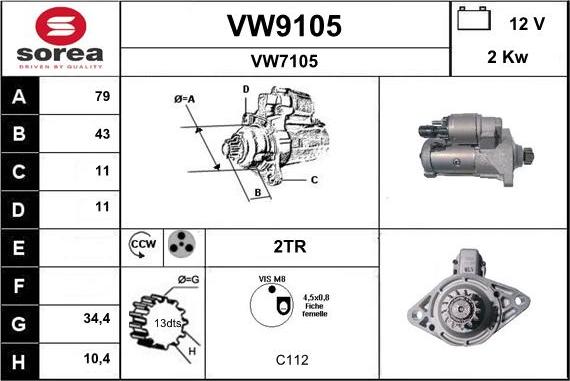 SNRA VW9105 - Motorino d'avviamento autozon.pro