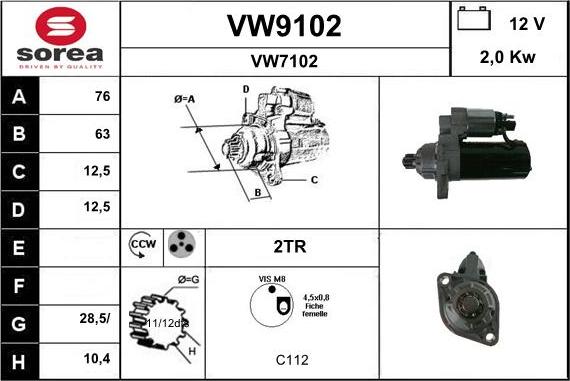 SNRA VW9102 - Motorino d'avviamento autozon.pro