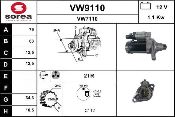 SNRA VW9110 - Motorino d'avviamento autozon.pro