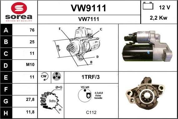 SNRA VW9111 - Motorino d'avviamento autozon.pro