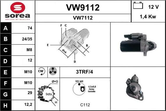 SNRA VW9112 - Motorino d'avviamento autozon.pro