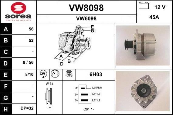 SNRA VW8098 - Alternatore autozon.pro