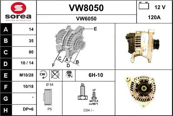 SNRA VW8050 - Alternatore autozon.pro