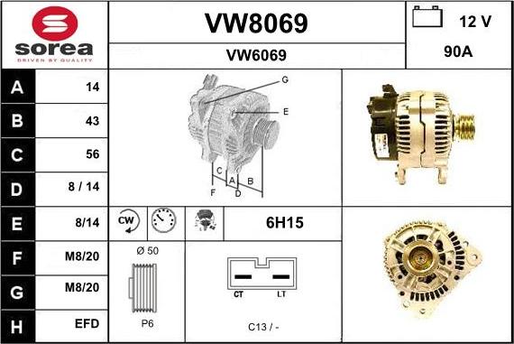 SNRA VW8069 - Alternatore autozon.pro