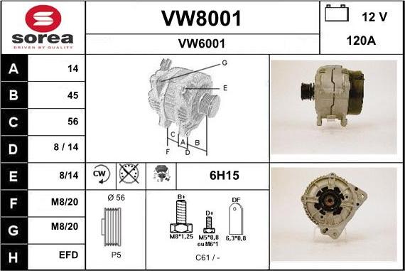 SNRA VW8001 - Alternatore autozon.pro