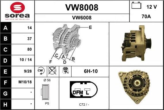 SNRA VW8008 - Alternatore autozon.pro