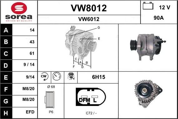 SNRA VW8012 - Alternatore autozon.pro