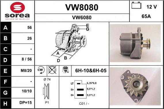 SNRA VW8080 - Alternatore autozon.pro