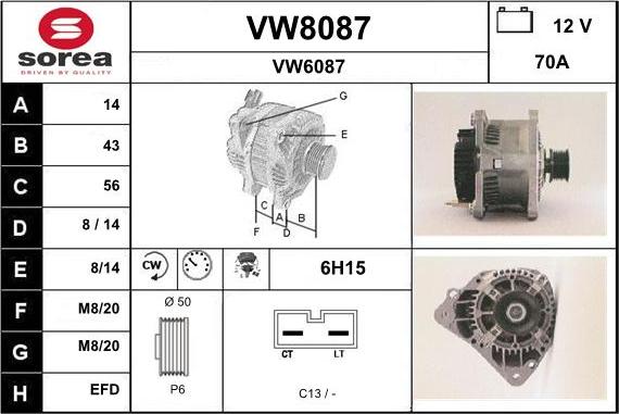 SNRA VW8087 - Alternatore autozon.pro