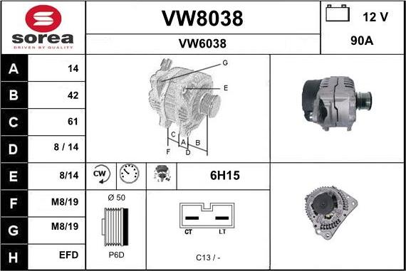 SNRA VW8038 - Alternatore autozon.pro